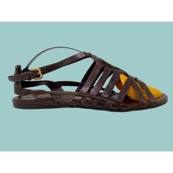 Prada Brown Leather Gladiator Sandals - Picture 5 of 9